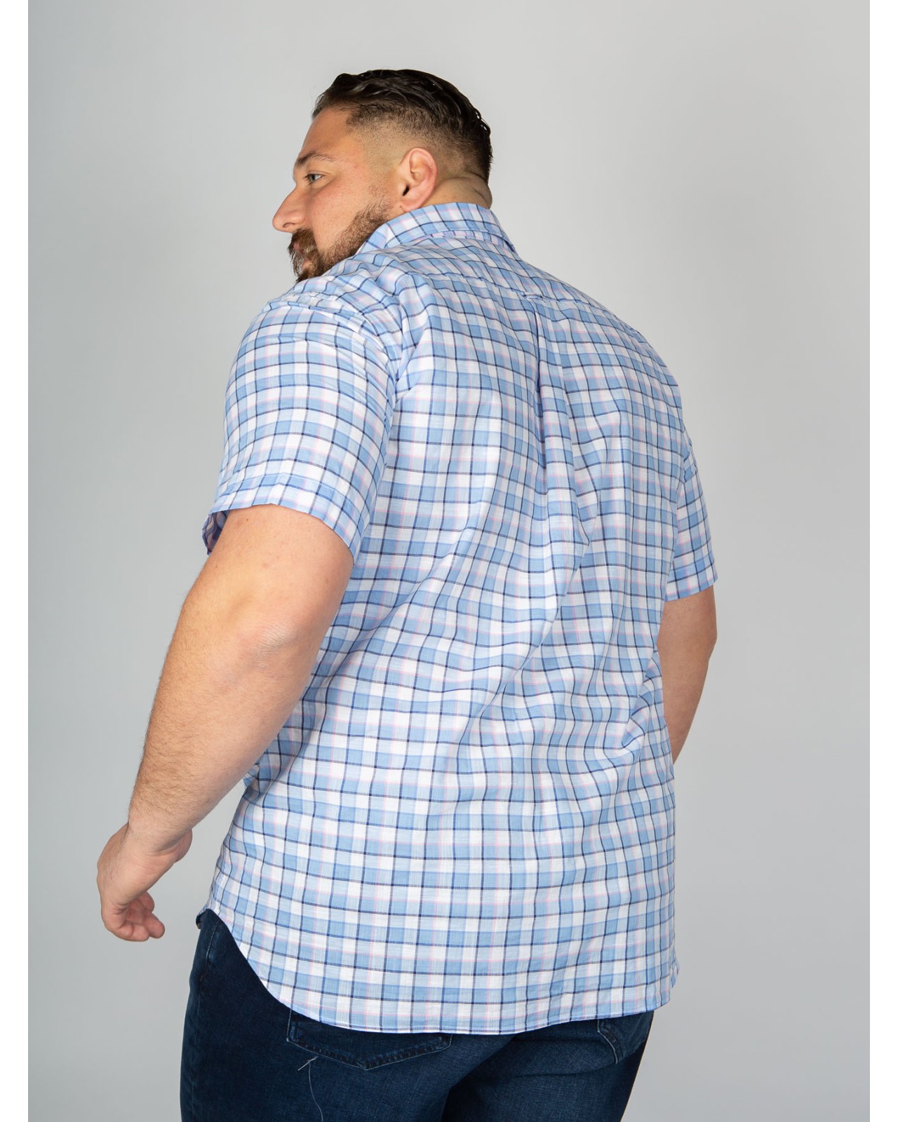 Chemisette Eden Park grande taille à carreaux bleu