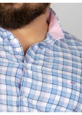 Chemisette Eden Park grande taille à carreaux bleu
