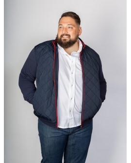 Blouson bi-matière Maneven grande taille bleu marine