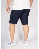 Short chino Bugatti grande taille en coton et lin bleu marine