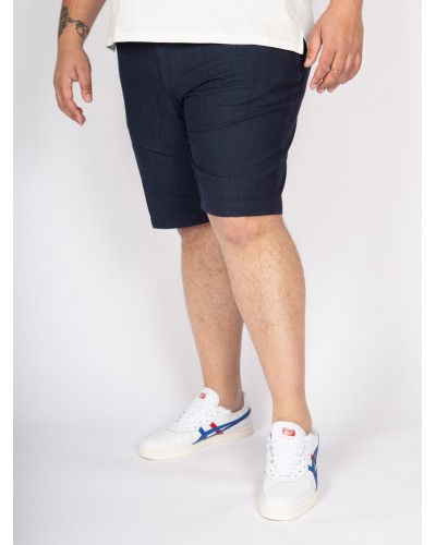 Short chino Bugatti grande taille en coton et lin bleu marine