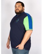 Polo piqué brodé Maneven grande taille bleu marine