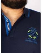 Polo piqué brodé Maneven grande taille bleu marine