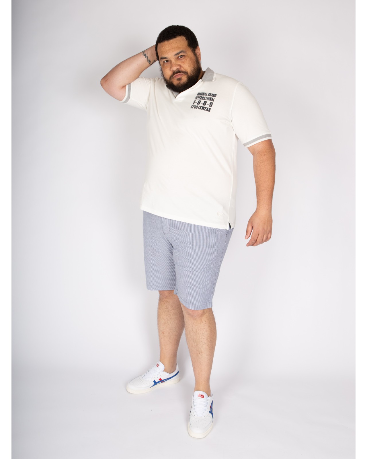 Short chino Redpoint gaufré seersucker grande taille bleu marine