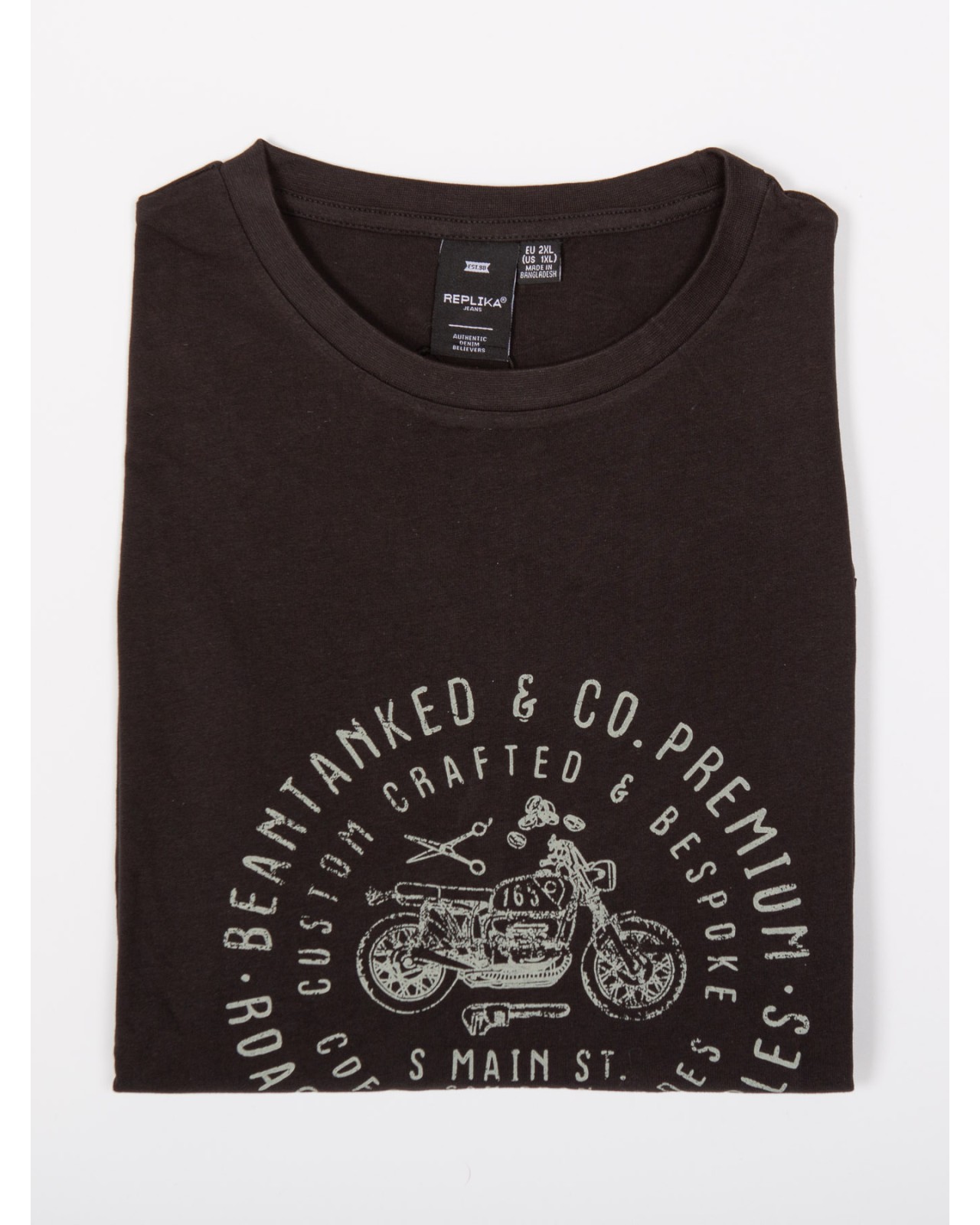 Tee shirt col rond Replika grande taille fantaisie noir