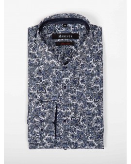 Chemise Maneven manches extra-longues 72 cm imprimé bleu repassage facile