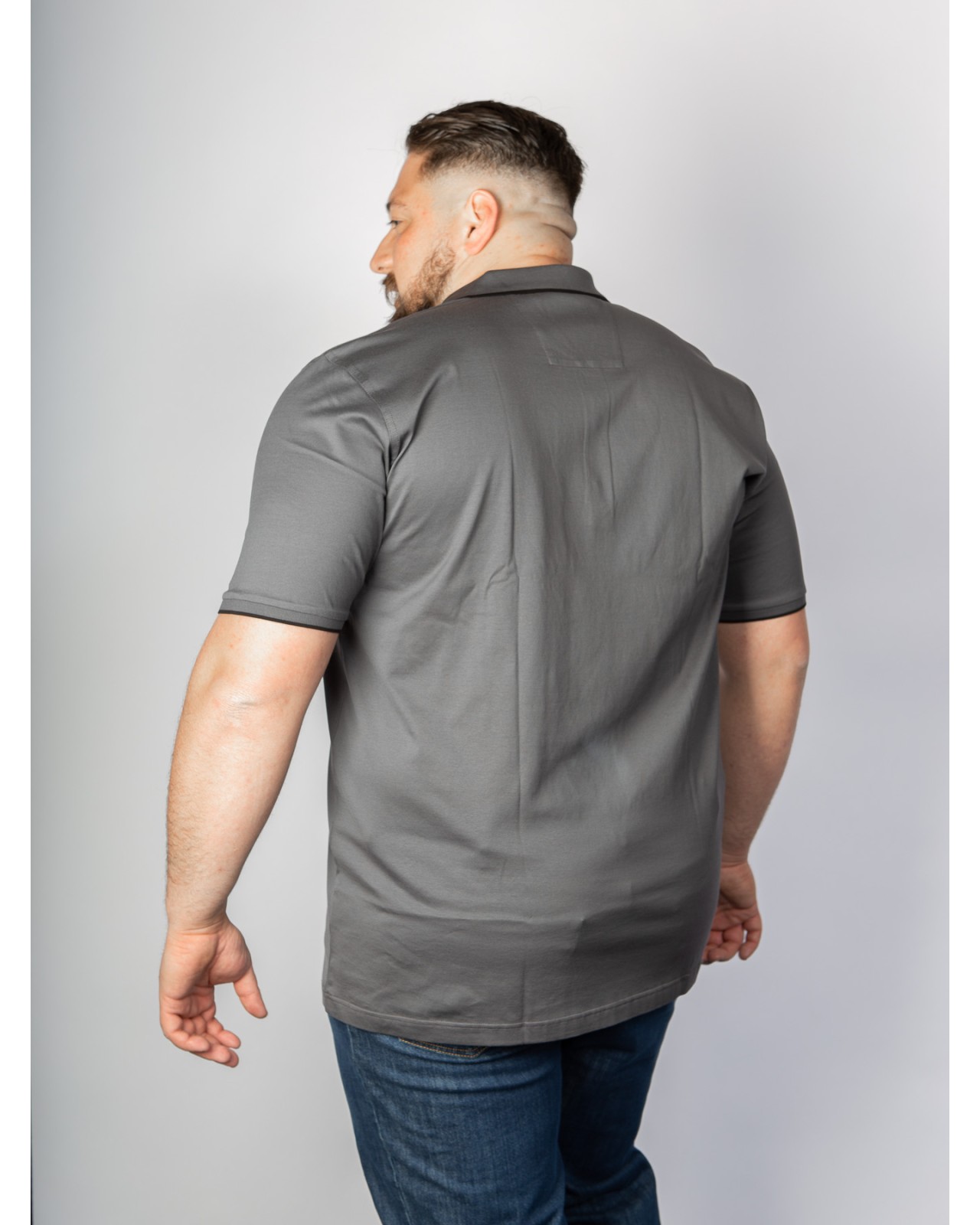 Polo jersey mercerisé Maneven grande taille anthracite