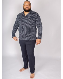 Pyjama boutonné Gotzburg grande taille bleu marine