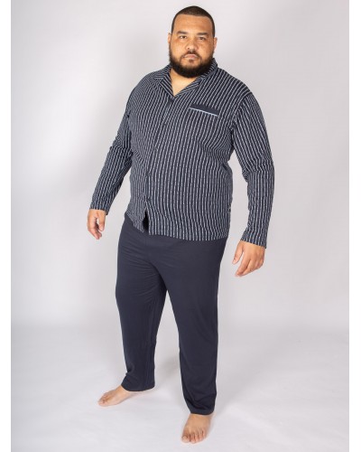 Pyjama boutonné Gotzburg grande taille bleu marine