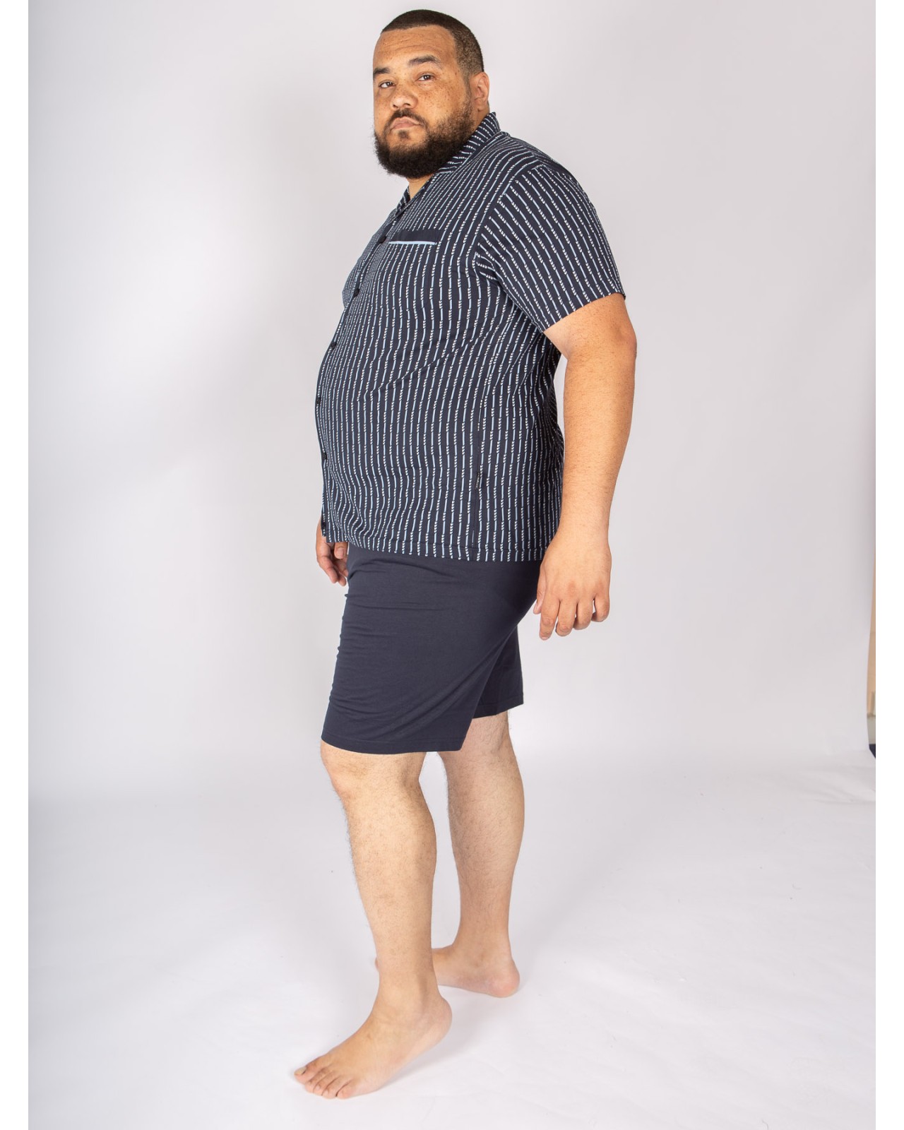 Pyjama short boutonné Gotzburg grande taille bleu marine