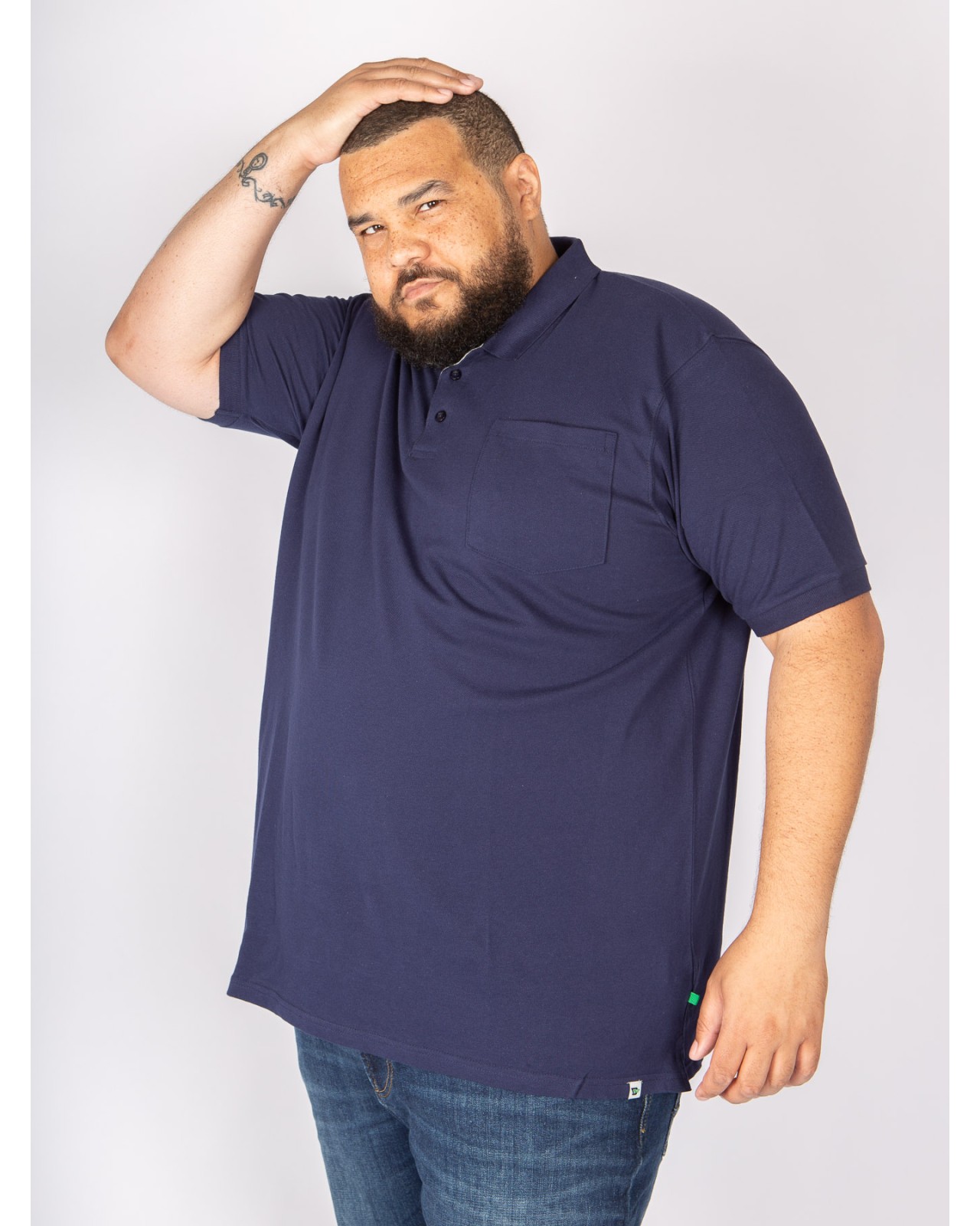 Polo piqué Duke grande taille détail contrastant bleu marine