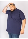 Polo piqué Duke grande taille détail contrastant bleu marine