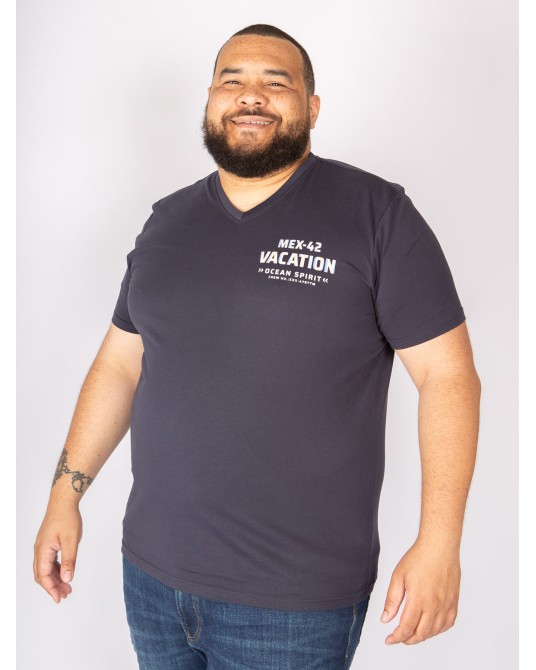 Tee Shirt col V jersey San Roch grande taille bleu marine