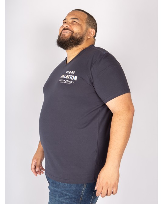 Tee Shirt col V jersey San Roch grande taille bleu marine