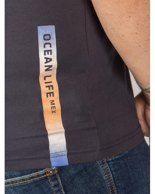 Tee Shirt col V jersey San Roch grande taille bleu marine