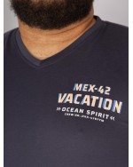 Tee Shirt col V jersey San Roch grande taille bleu marine