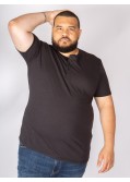 Tee Shirt col tunisien flammé San Roch grande taille noir