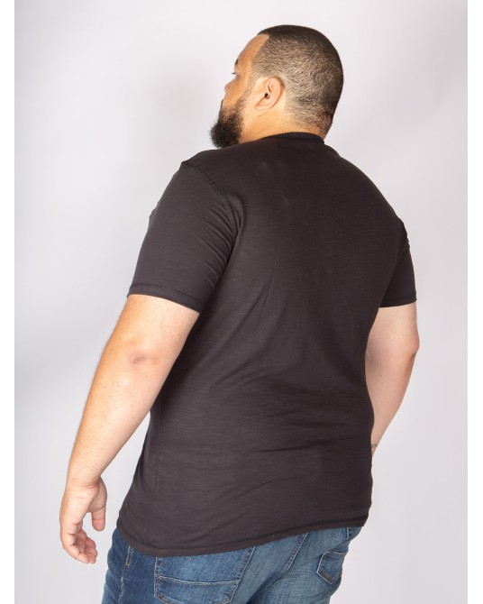 Tee Shirt col tunisien flammé San Roch grande taille noir