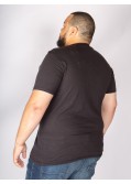 Tee Shirt col tunisien flammé San Roch grande taille noir