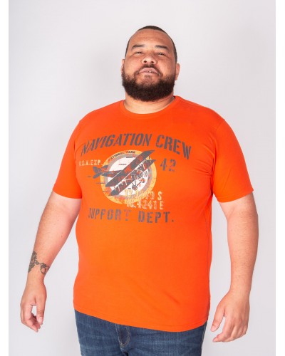 Tee Shirt col rond San Roch imprimé grande taille orange