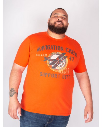 Tee Shirt col rond San Roch imprimé grande taille orange