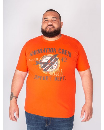 Tee Shirt col rond San Roch imprimé grande taille orange