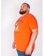 Tee Shirt col rond San Roch imprimé grande taille orange