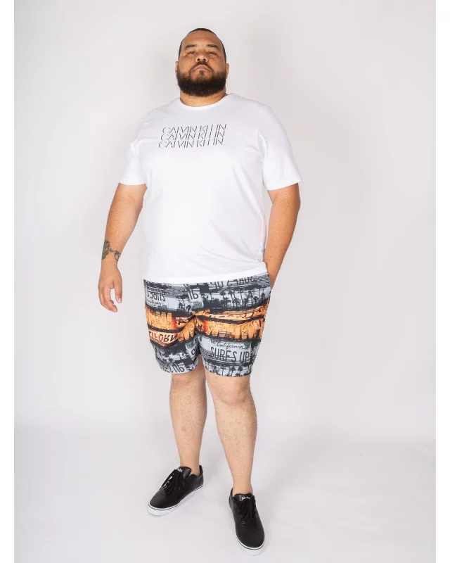 Short de bain Abraxas grande taille fantaisie orange