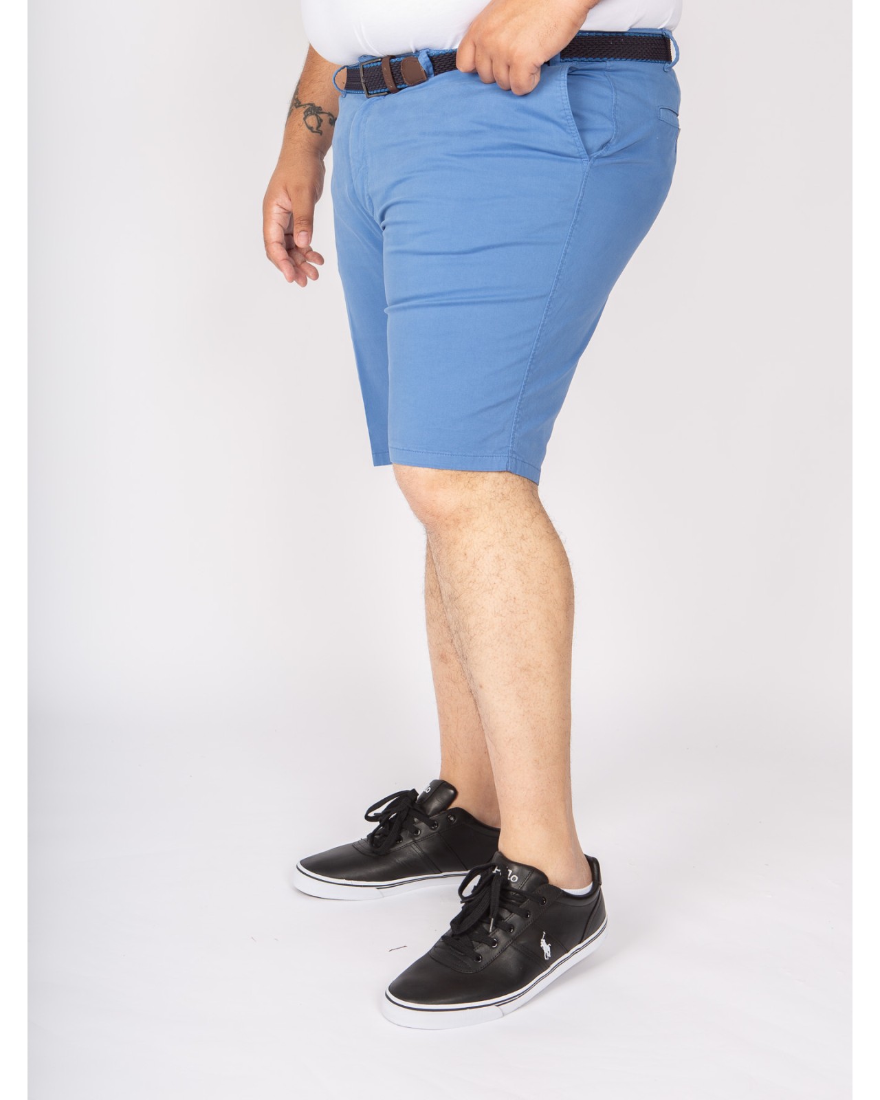 Short chino 1214 grande taille avec ceinture bleu