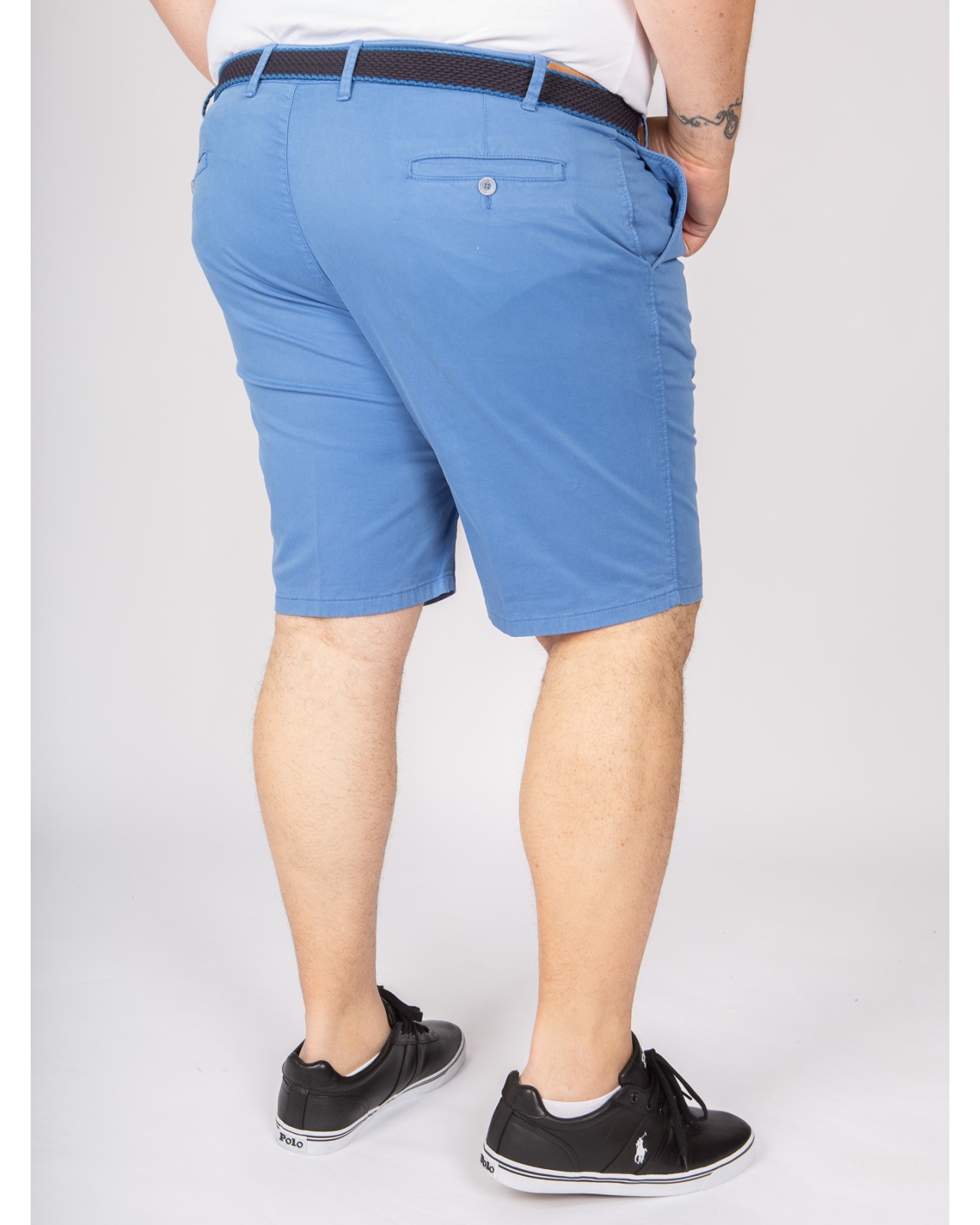 Short chino 1214 grande taille avec ceinture bleu
