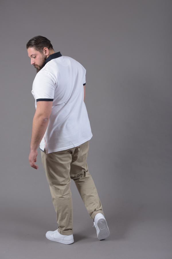 Polo blanc face grande taille homme