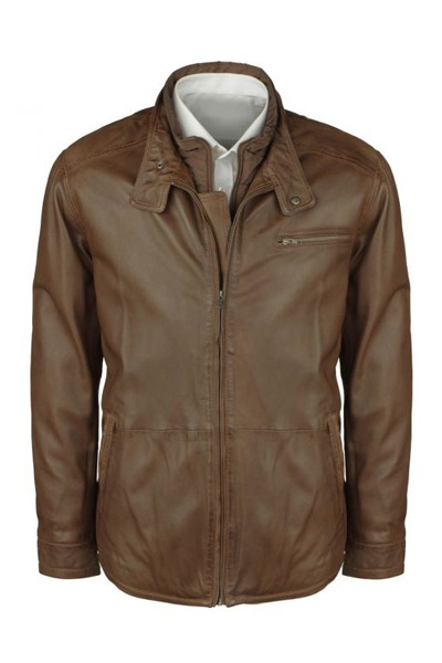 Veste en cuir marron grande taille