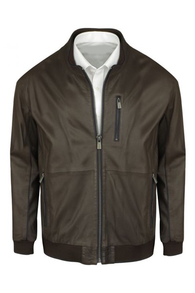 Veste en cuir moka grande taille