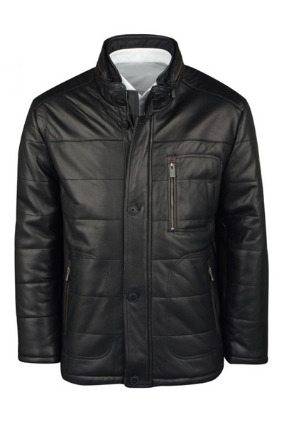 Veste en cuir noir grande taille homme