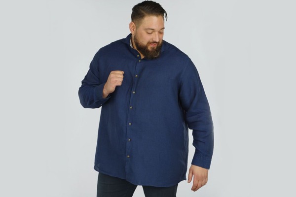 Chemise en lin bleu foncé grande taille