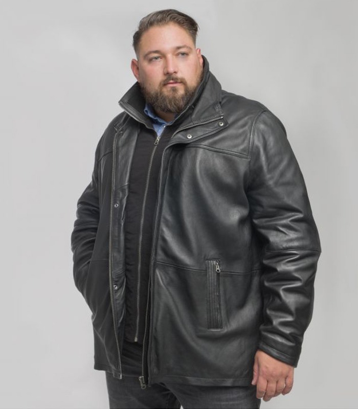 Visuel parka en cuir noir Land of Heritage