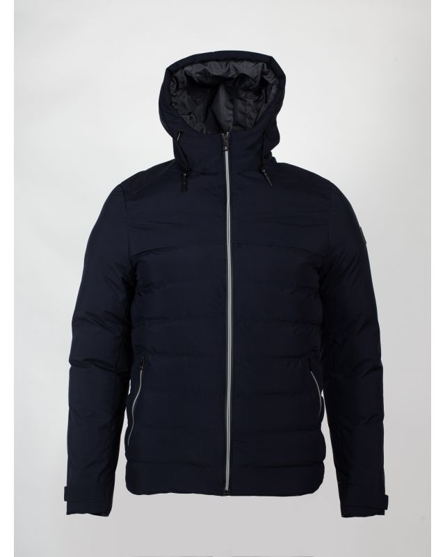 Veste d'hiver, blouson court matelassé pour homme rond de couleur bleu marine S4