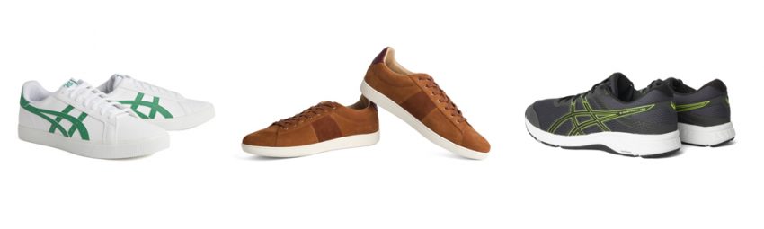 Trois styles de baskets sneakers différents : blanches, en daim, pour le sport.