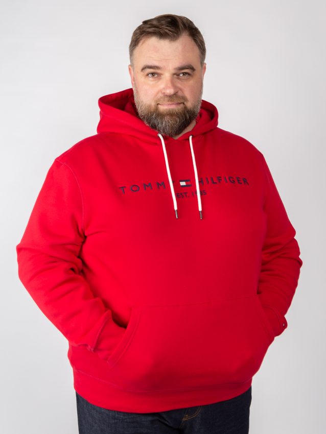 Sweat à capuche grande taille rouge Tommy Hilfiger