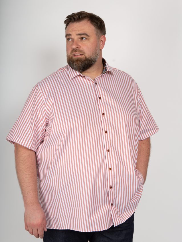 Collection printemps-été Chemise rayée manche courte orange grande taille