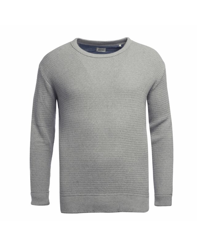 Pull col rond chiné MN03 grande taille gris