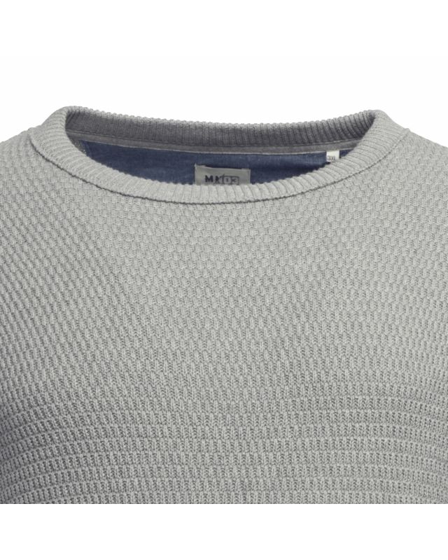 Pull col rond chiné MN03 grande taille gris