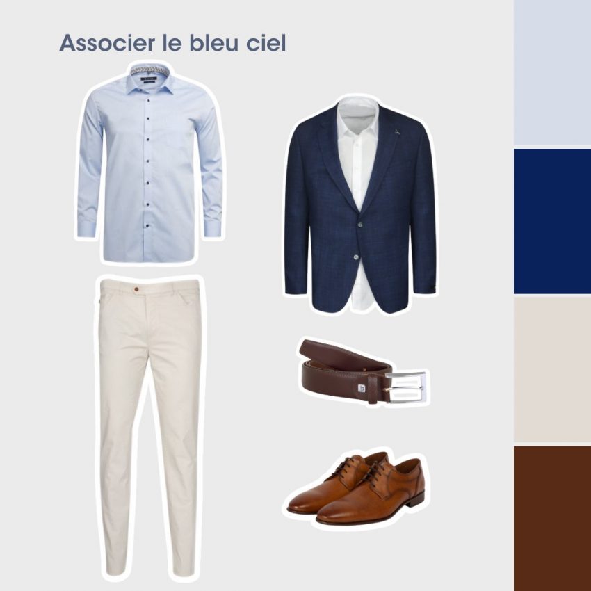 Associer les couleurs de sa tenue - Bleu ciel mode homme