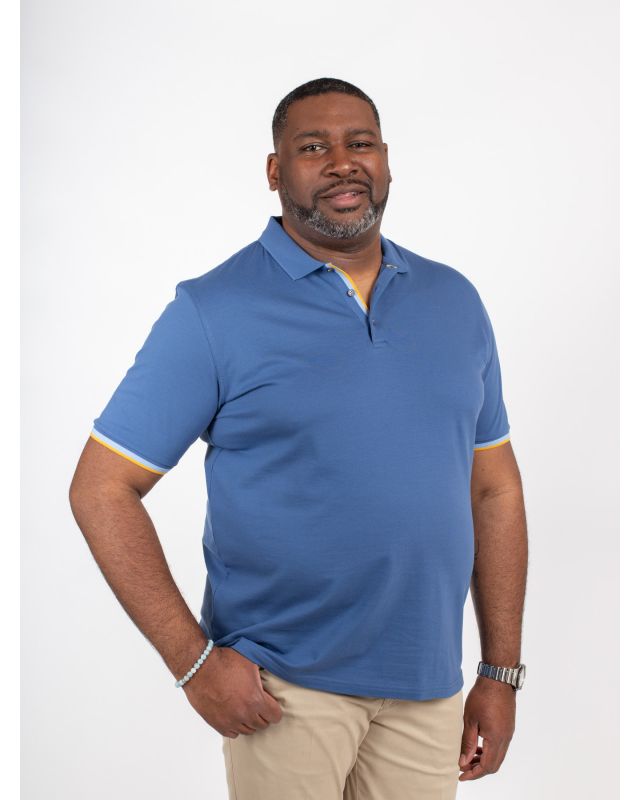 Polo bleu indigo Maneven homme grande taille