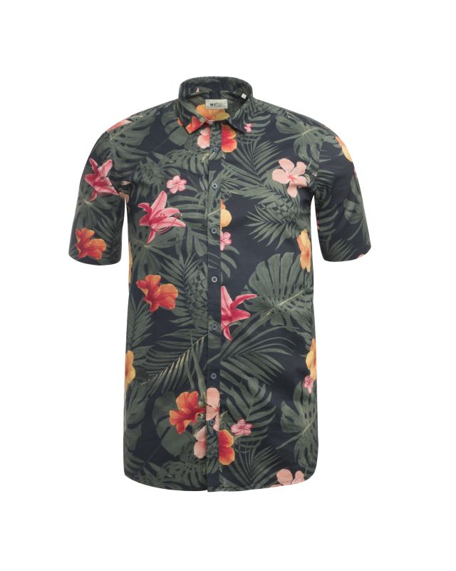 Chemisette imprimée motifs tropicaux grande taille manche courte MN03