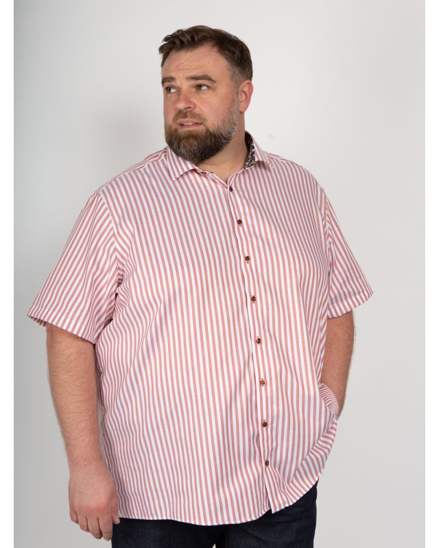 Mode en large chemisette imprimée à rayure homme grande taille