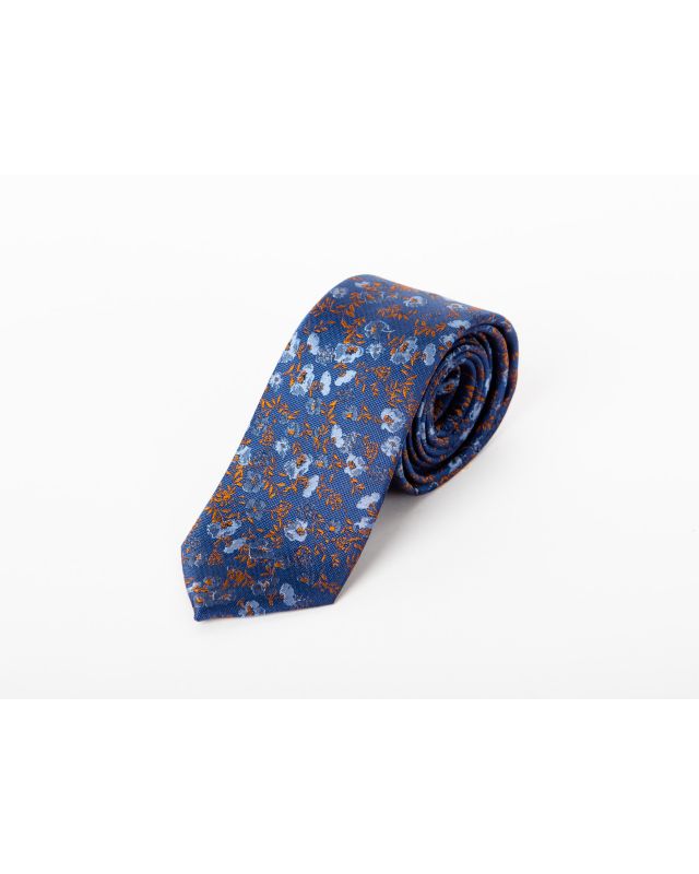 cravate imprimée à fleurs bleu extra longue Maneven 