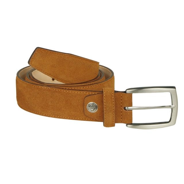 Ceinture en cuir suédé grande taille cognac 120 cm - Lindenmann