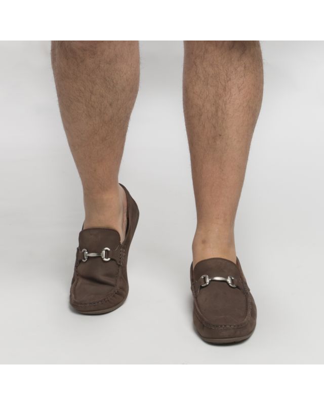 chaussures fête des pères mocassin en daim grande taille marron