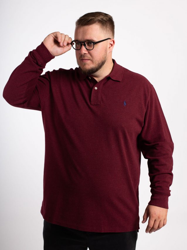 polo homme manche longue bordeaux Ralph Lauren
